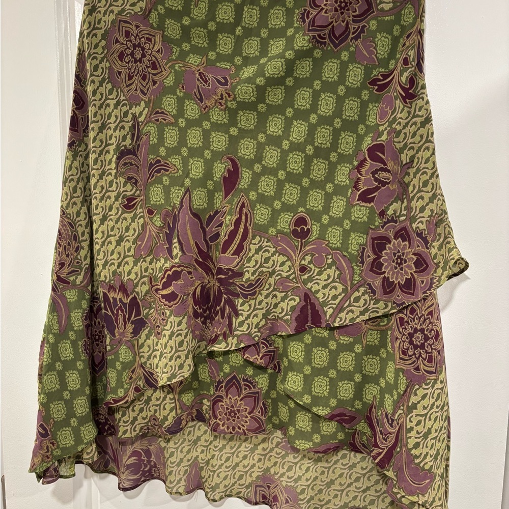 Evan-Picone Floral Green and Purple Skirt